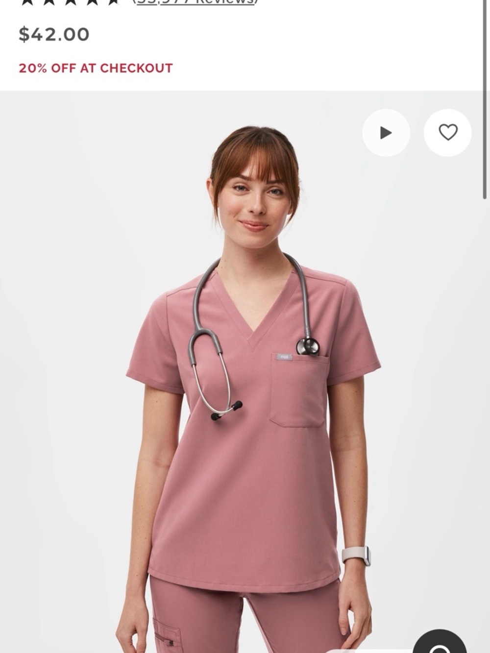 Figs mauve scrub top